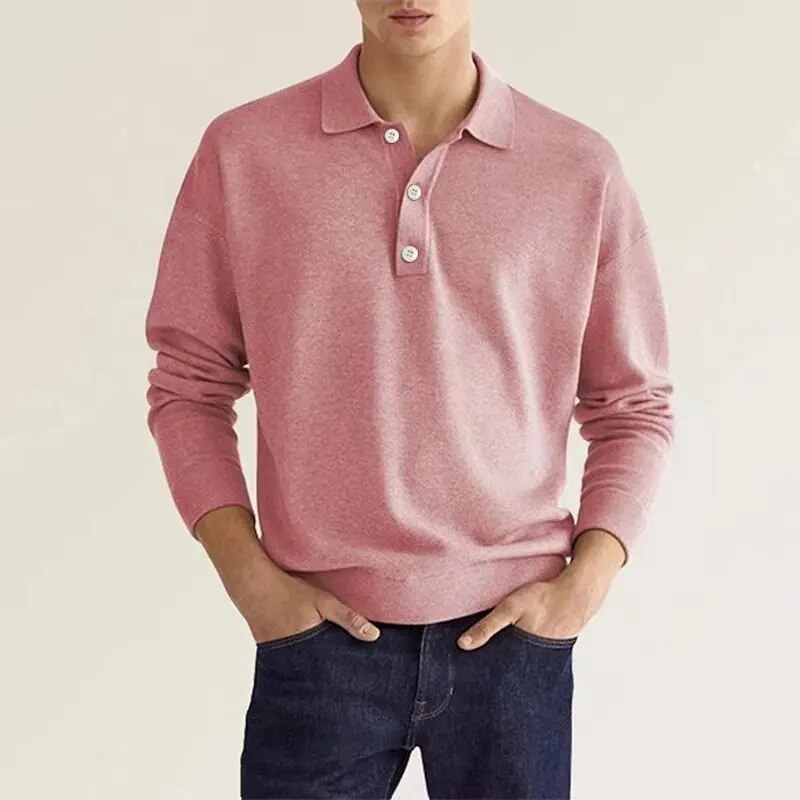 Stijlvol heren poloshirt lange mouwen, perfect voor overgangsseizoenen. Biedt warmte, elegantie en comfort.