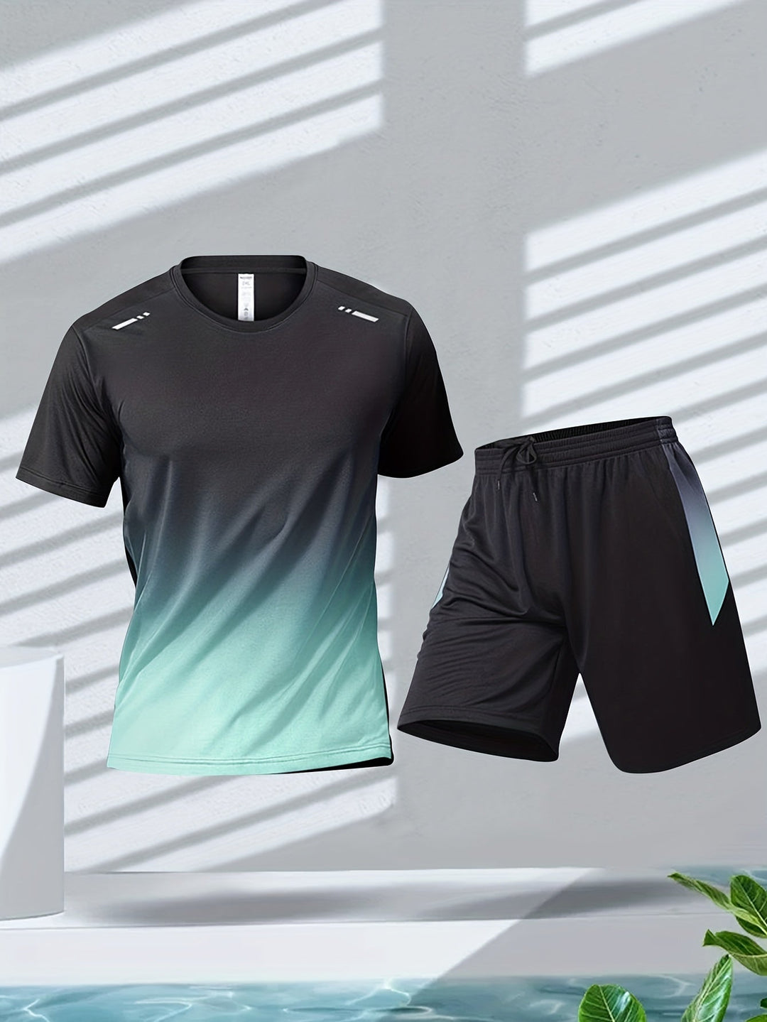 Comfortabele PowerMove heren sportset: ademend T-shirt en shorts voor zomerse trainingen.