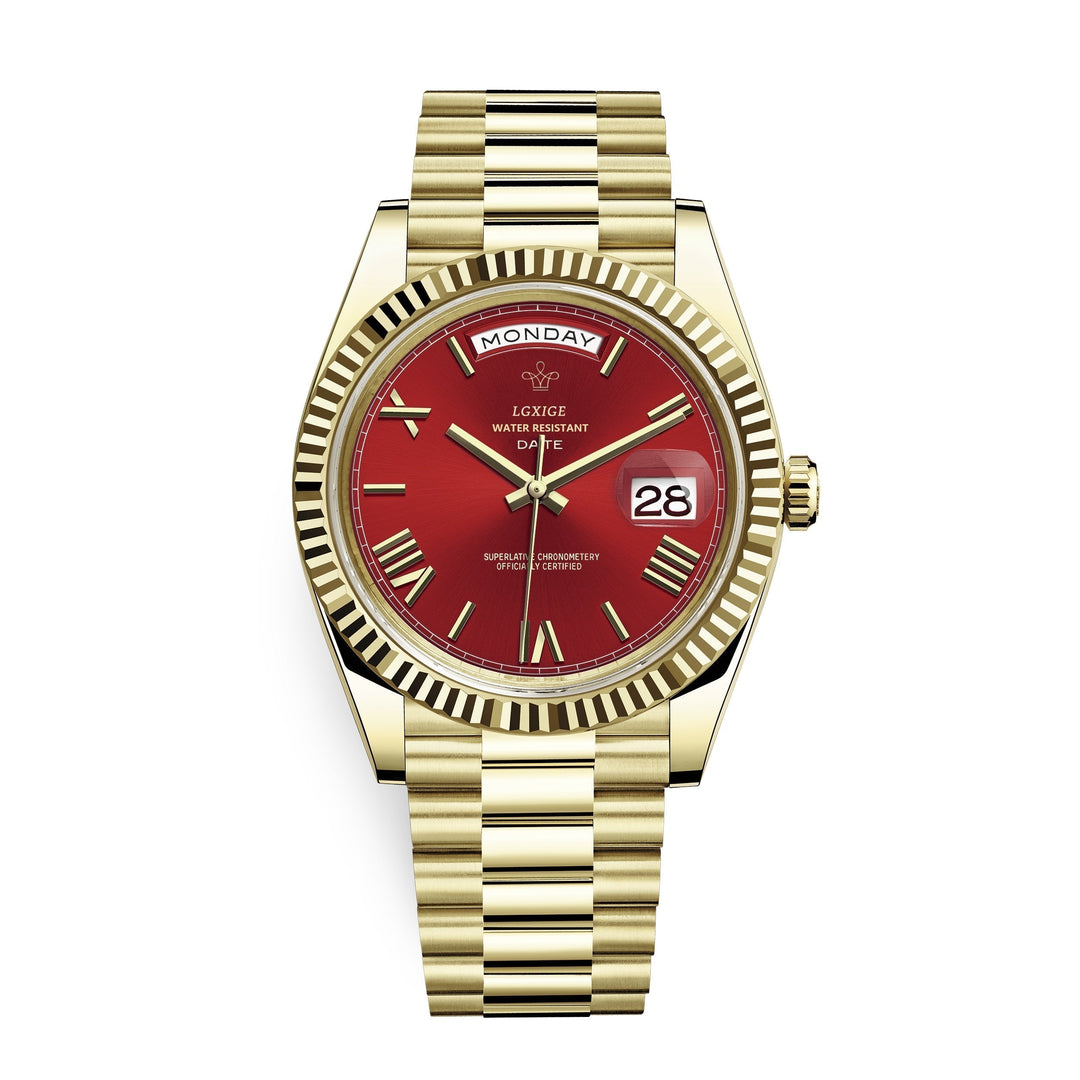 Robuust automatisch herenhorloge met dag- & datumfunctie, premium kwaliteit accessoire.