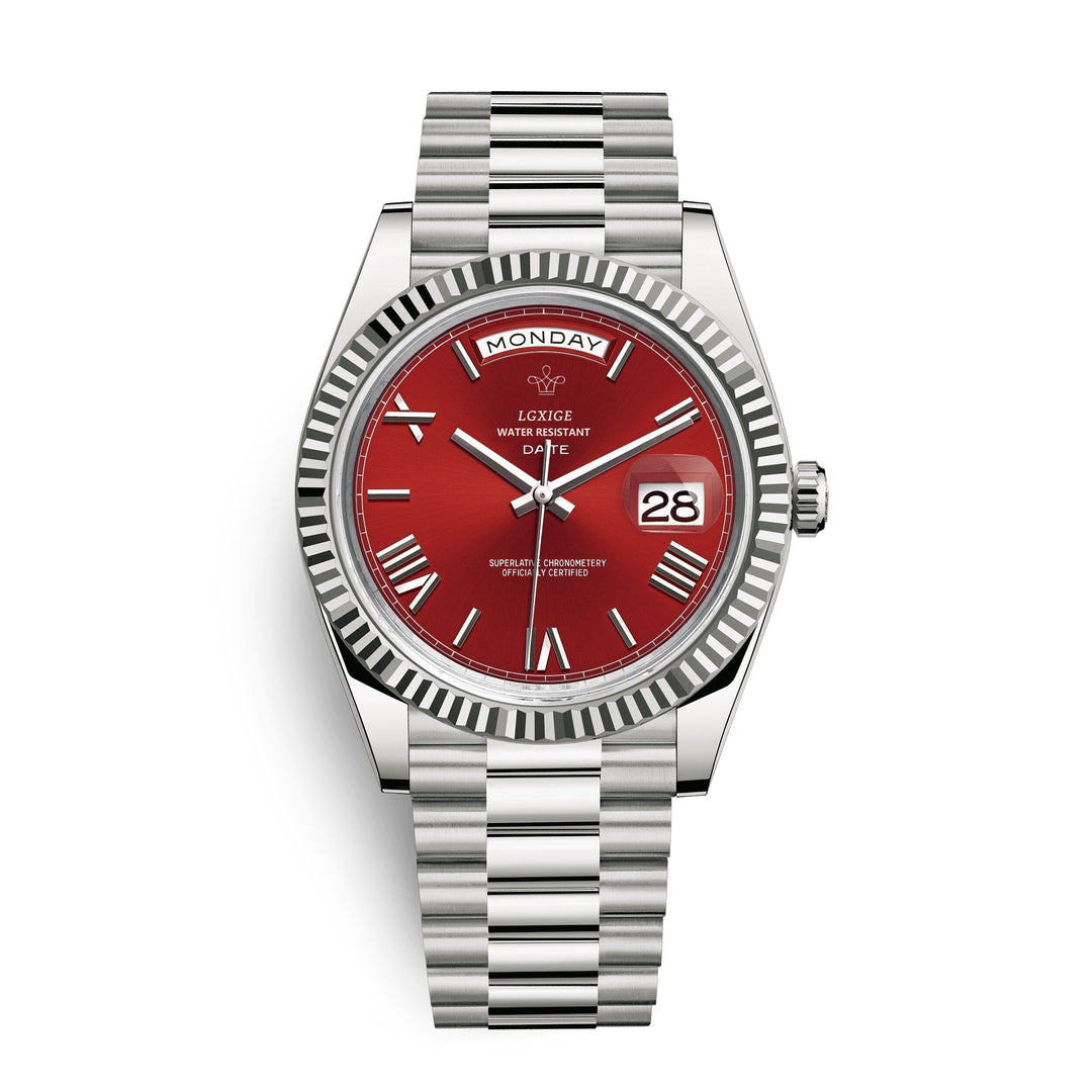 Solan premium automatisch herenhorloge met dag- en datumfunctie, robuust en stijlvol.