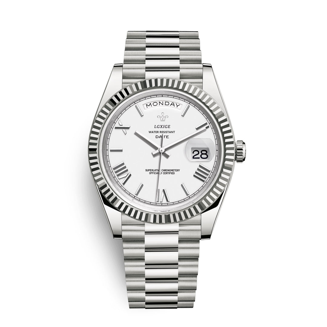 Heren automatisch horloge: edelstaal, dag- & datumfunctie, premium kwaliteit en comfortabel.