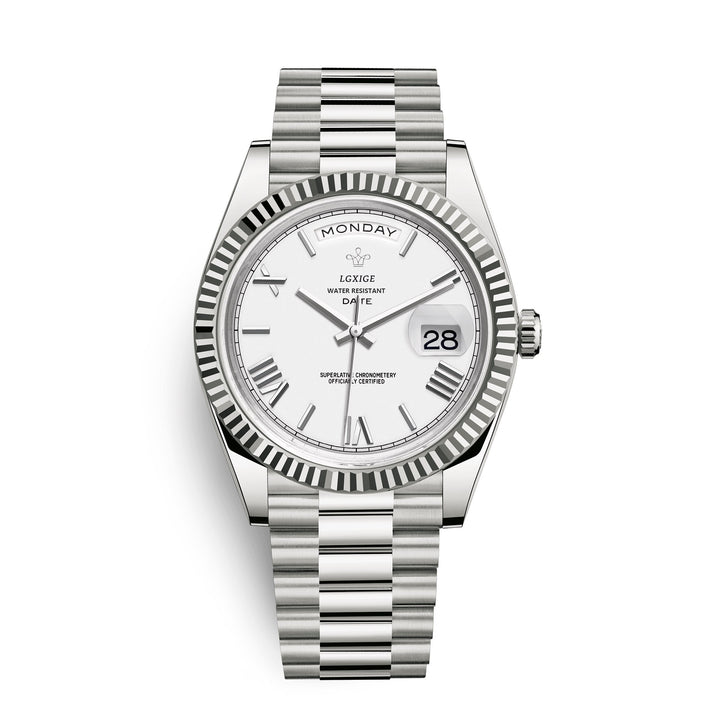Heren automatisch horloge: edelstaal, dag- & datumfunctie, premium kwaliteit en comfortabel.