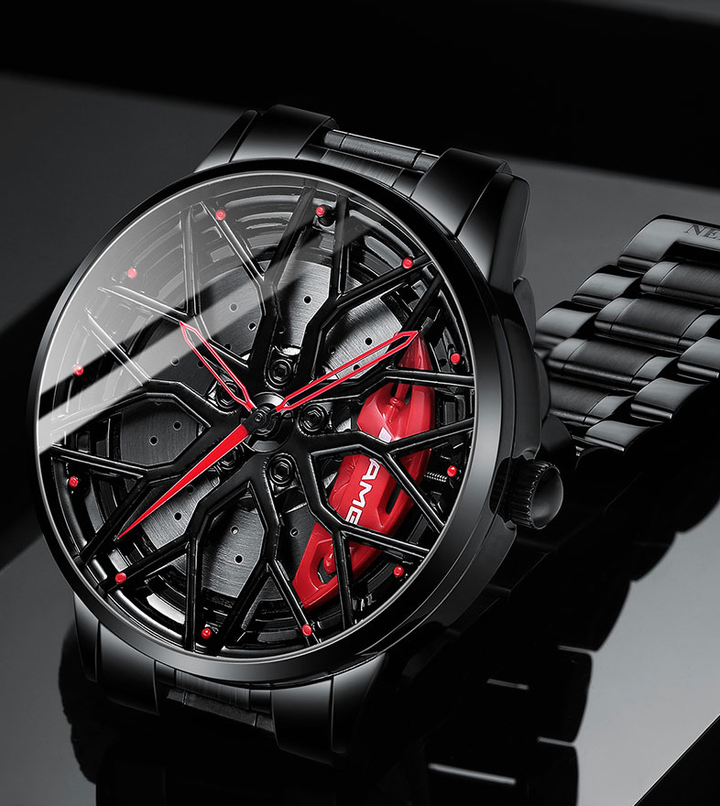 Heren RaceVision horloge, sportief racewagen design, luxe uitstraling, waterbestendig.