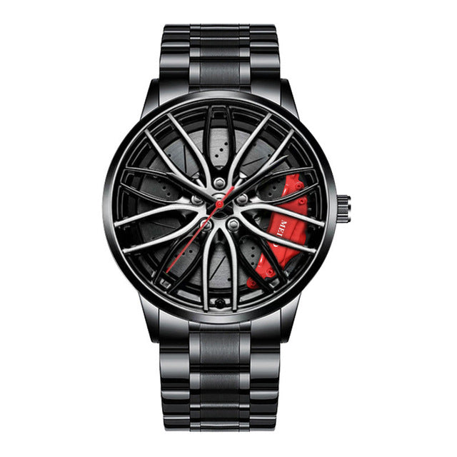Modern herenhorloge RaceVision, sportief racewagen design, tijdloos accessoire.