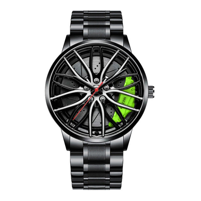 Waterbestendig heren racewagen horloge, luxe uitstraling, sportief en stijlvol.