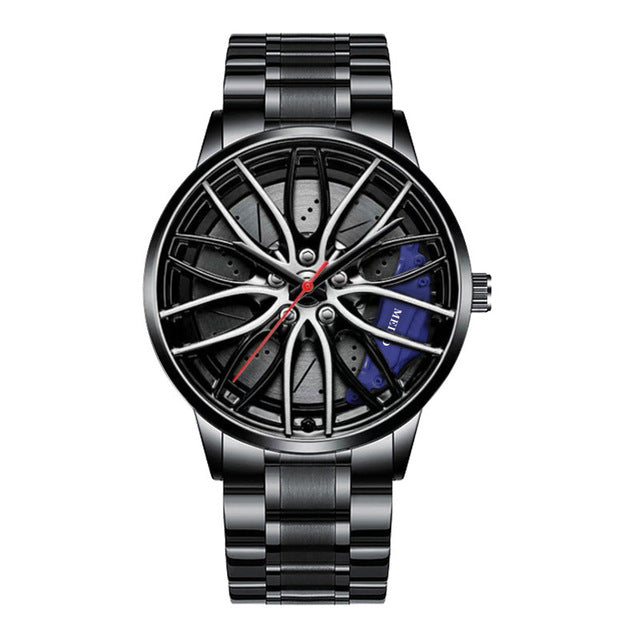RaceVision herenhorloge, precisie uurwerk, sportief racewagen design, luxe.