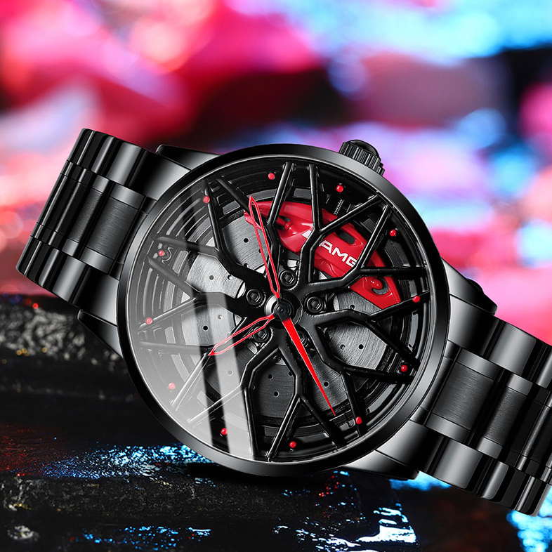 Sportief herenhorloge RaceVision, luxe racewagen design, tijdloos en modern.