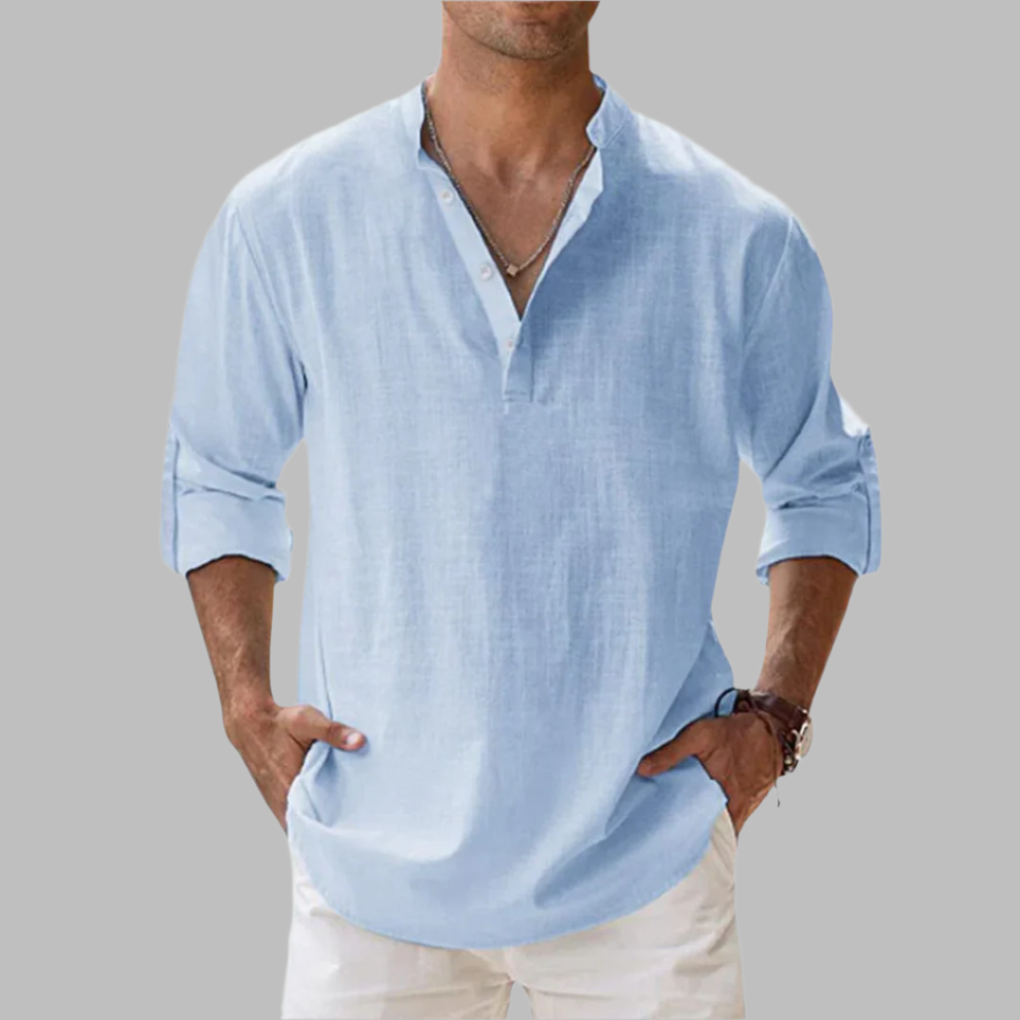 Heren relaxed fit zomerhemd, ideaal voor strand en vakantie. Ademend en stijlvol.