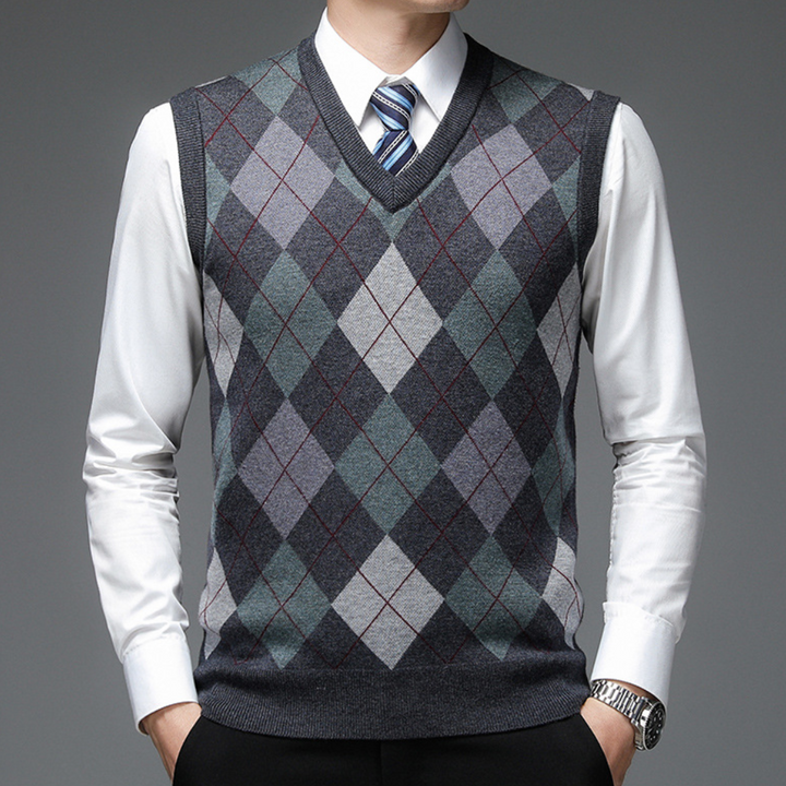 Heren spencer Felix met stijlvol argyle-patroon. Een klassiek vest voor elegante mannenmode.
