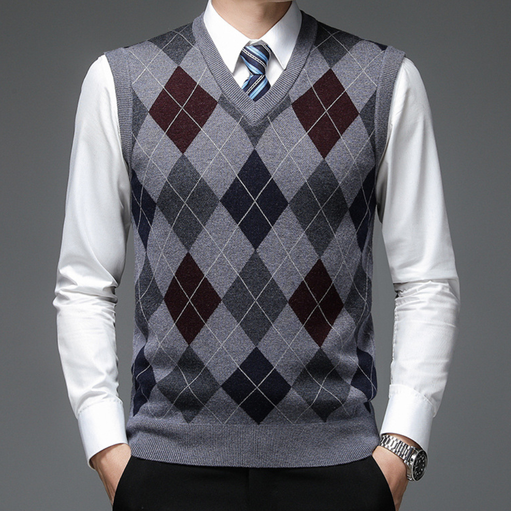 Klassieke Felix heren spencer met argyle-patroon. Perfecte toevoeging aan elke garderobe.
