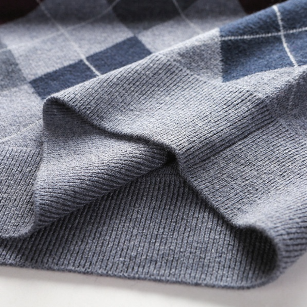 Elegante heren spencer Felix, met tijdloos argyle-patroon. Voor een verfijnde mannenmode look.