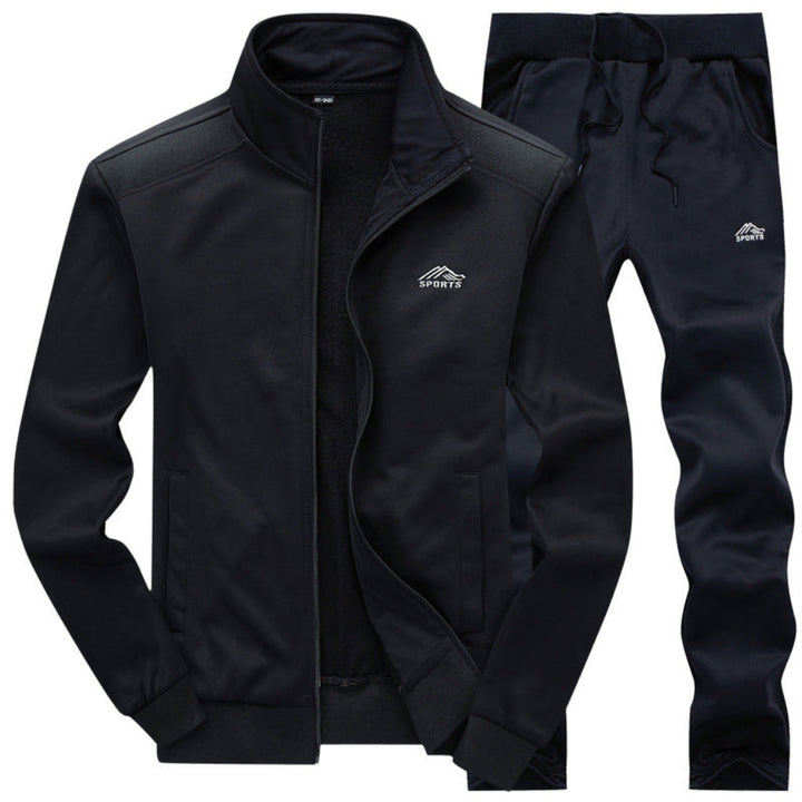 Heren sportief trainingspak, comfortabel grijs en zwart joggingpak voor training en vrije tijd, ademend en elastisch.
