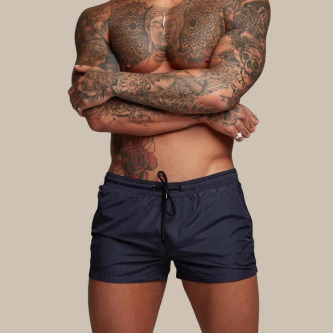 Comfortabele stretch zwembroek voor mannen. Sneldrogende badmode shorts, ideaal voor zomer en strandactiviteiten.