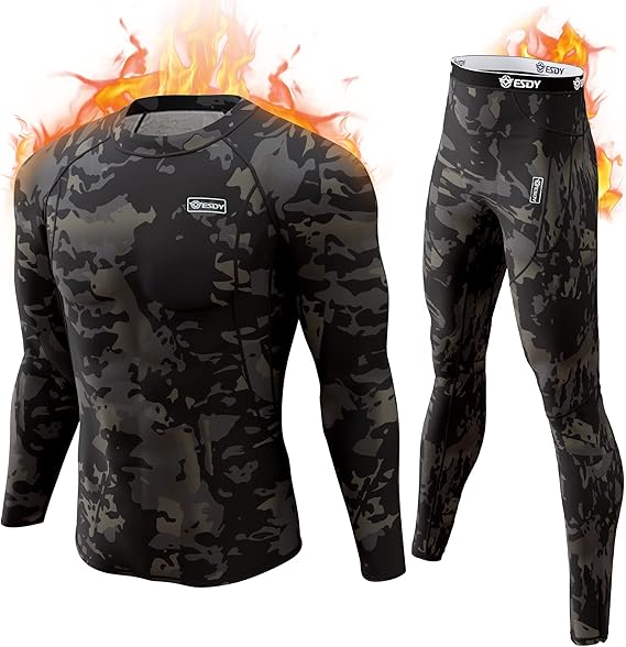 Robuuste Thomas camouflage thermische set, voor heren die van avontuur houden.