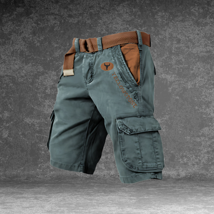 Grijze TrailFlex heren cargo shorts met meerdere praktische zakken, perfect voor casual wear & outdoor gebruik.