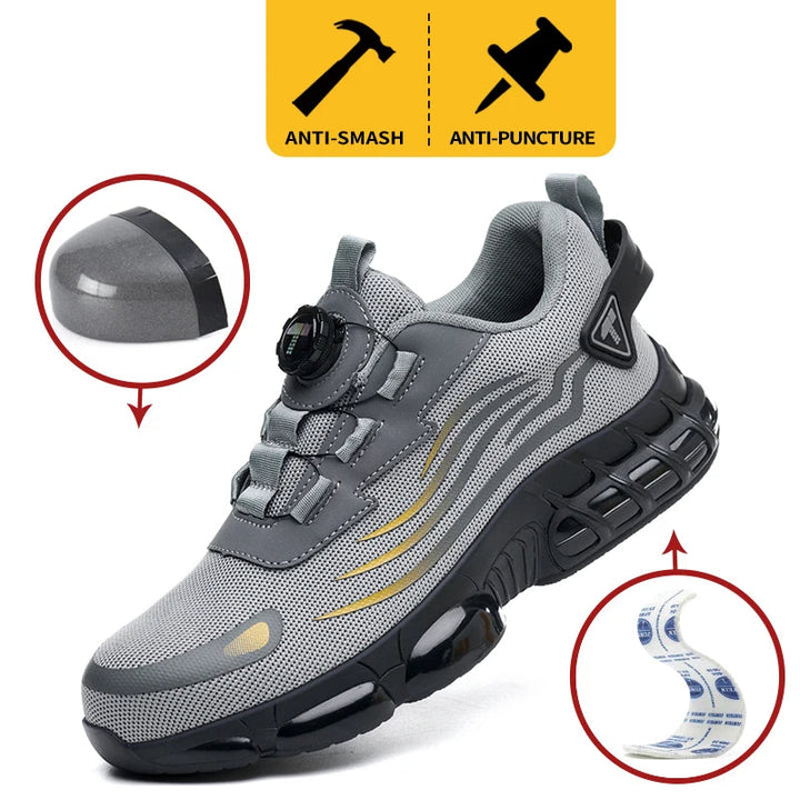 Duurzame heren veiligheidssneakers: stalen neus, draaisluiting, comfortabel en ademend voor elke werkomgeving.