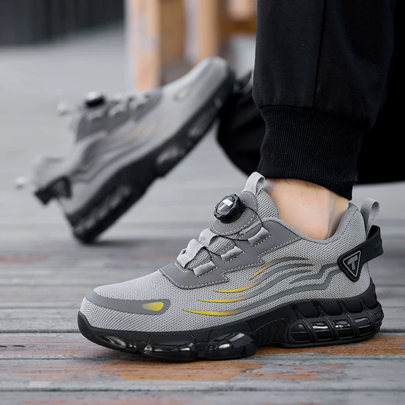 Robuuste heren veiligheidssneakers met stalen neus voor optimale bescherming op de werkvloer.