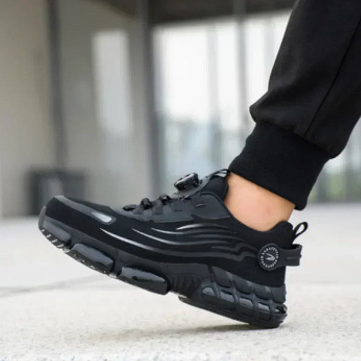 Antislipzool van heren veiligheidssneakers met stalen neus, biedt grip en bescherming op diverse ondergronden.