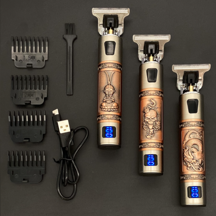 Ergonomische heren tondeuse, oplaadbaar en vintage design, ideaal voor nauwkeurige styling.