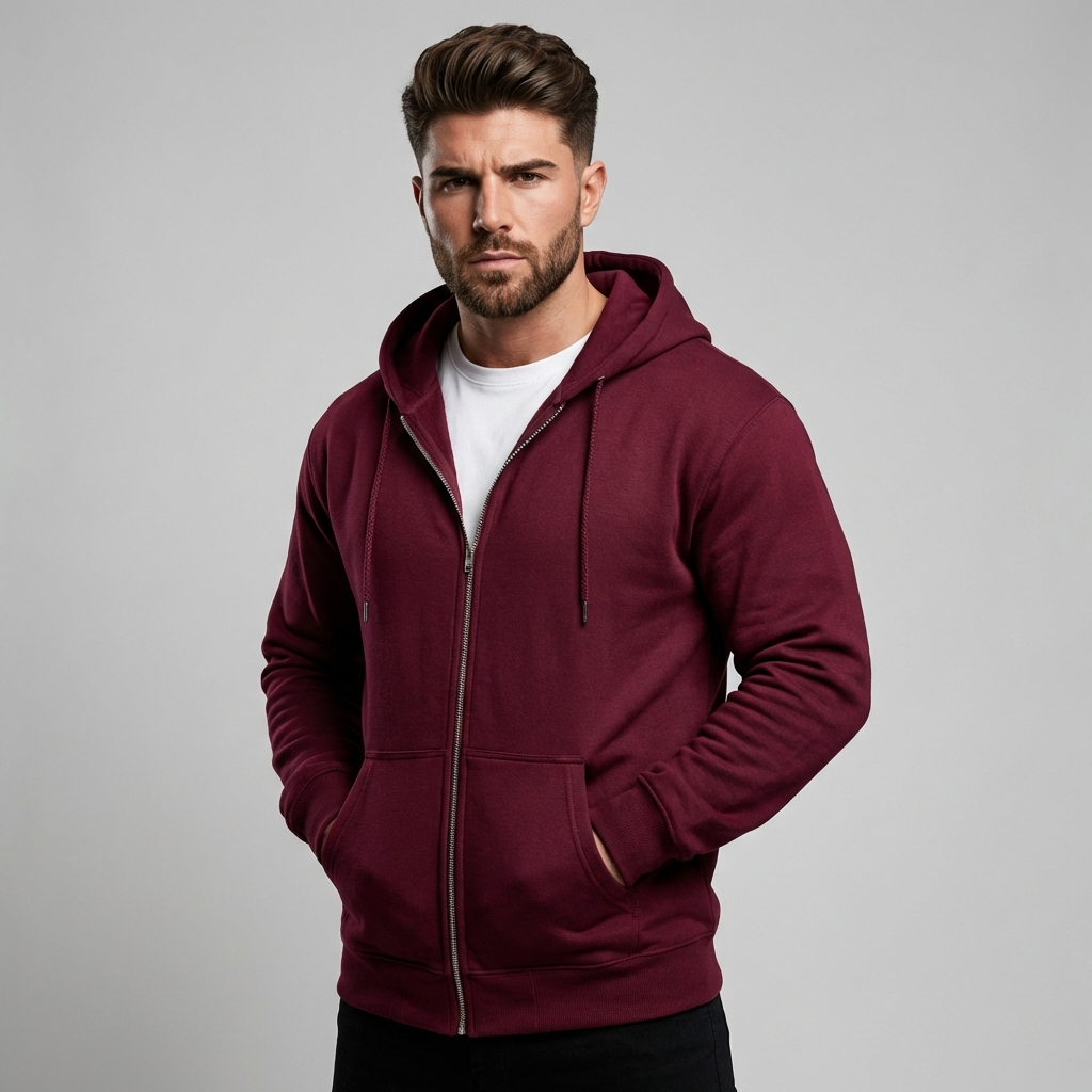 Heren vol-rit hoodie met capuchon, ideaal voor casual dagelijkse kleding. Comfortabel sweatshirt met lange mouwen.