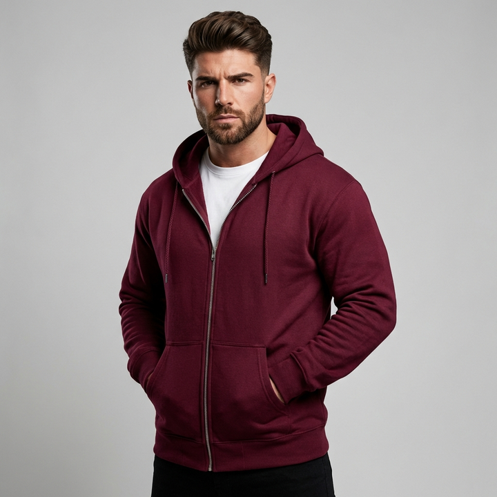 Heren vol-rit hoodie met capuchon, ideaal voor casual dagelijkse kleding. Comfortabel sweatshirt met lange mouwen.