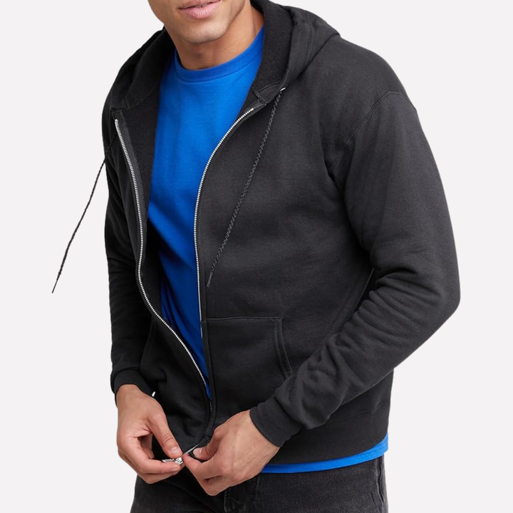 Casual heren hoodie met volledige rits, capuchon en lange mouwen. Ideaal voor dagelijks comfort.