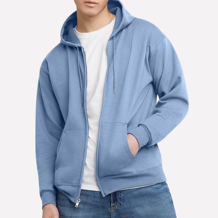 Heren hoodie met rits en capuchon, biedt ultiem comfort voor casual en dagelijkse outfits.