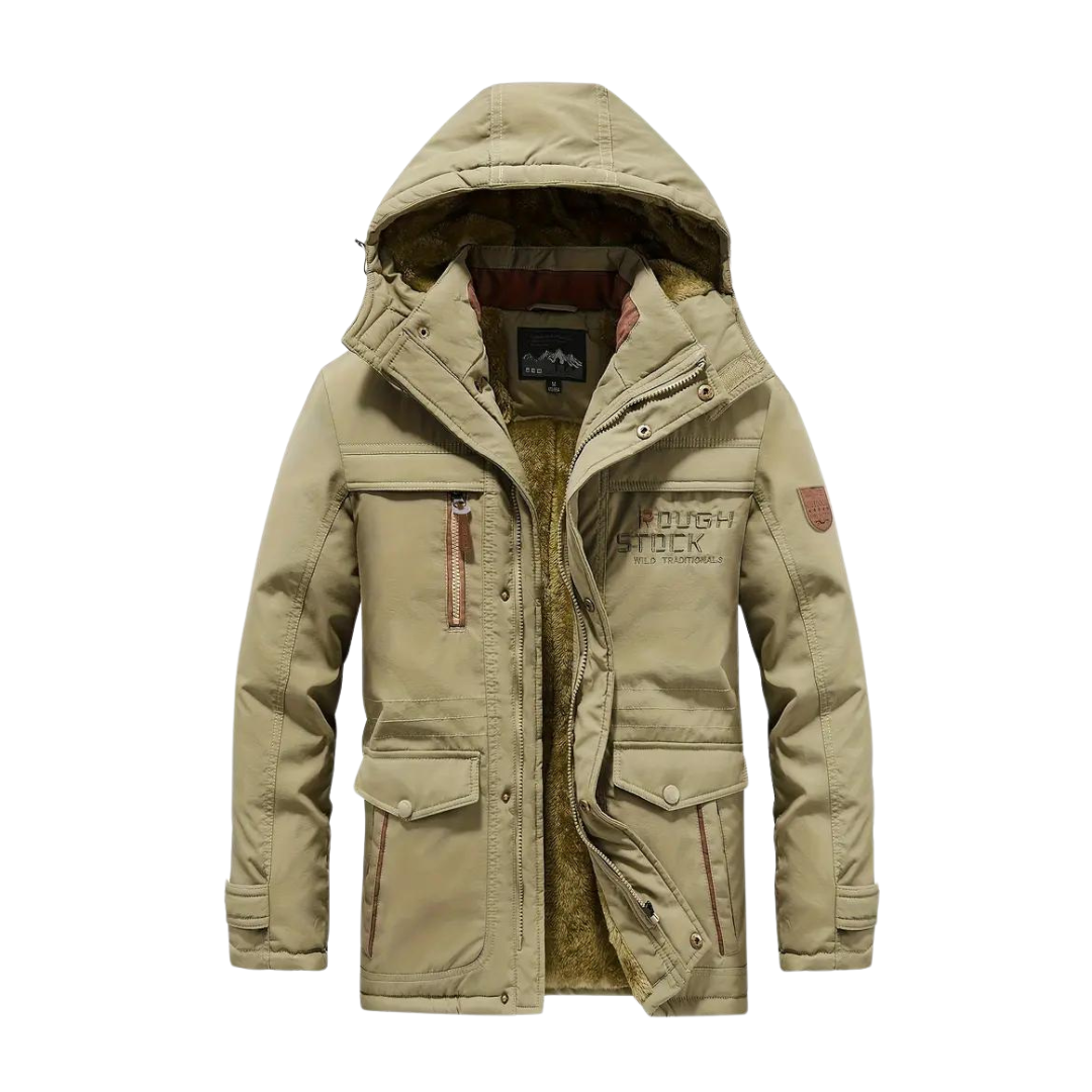 Robuust waterdicht heren outdoorjack met warme voering, winddicht, voor herfst- en winterdagen.