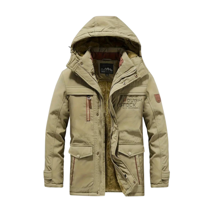 Robuust waterdicht heren outdoorjack met warme voering, winddicht, voor herfst- en winterdagen.