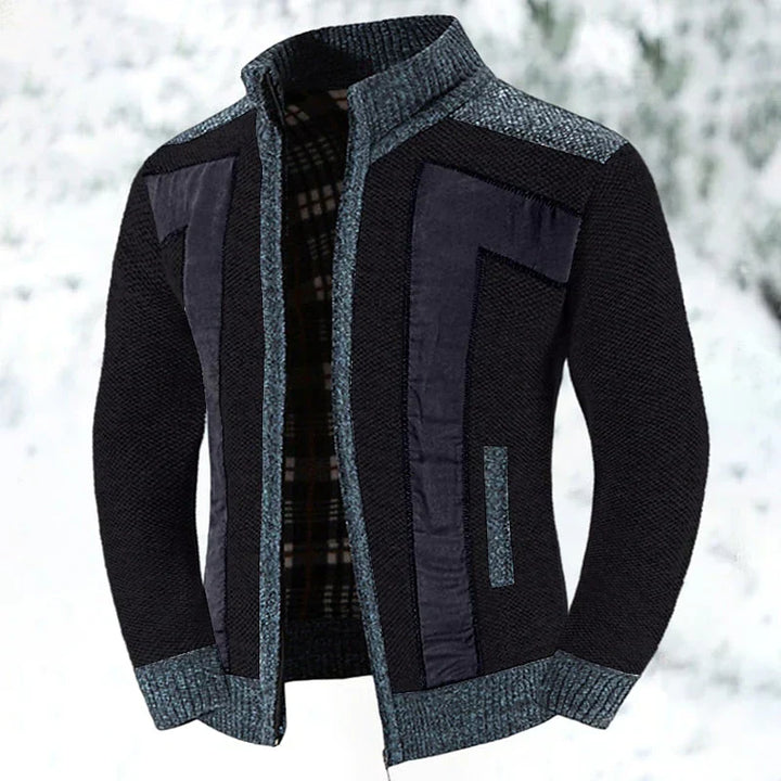 Heren wollen vest Leon met rits, warm en stijlvol, perfect voor wintermode.