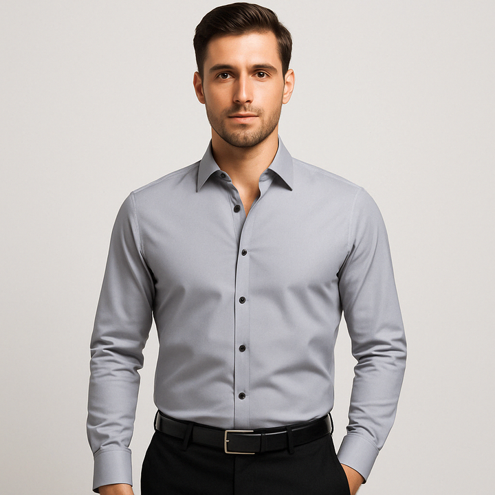 Flexibel slim fit herenoverhemd, strijkvrij en lichtgewicht, ideaal voor herenmode.