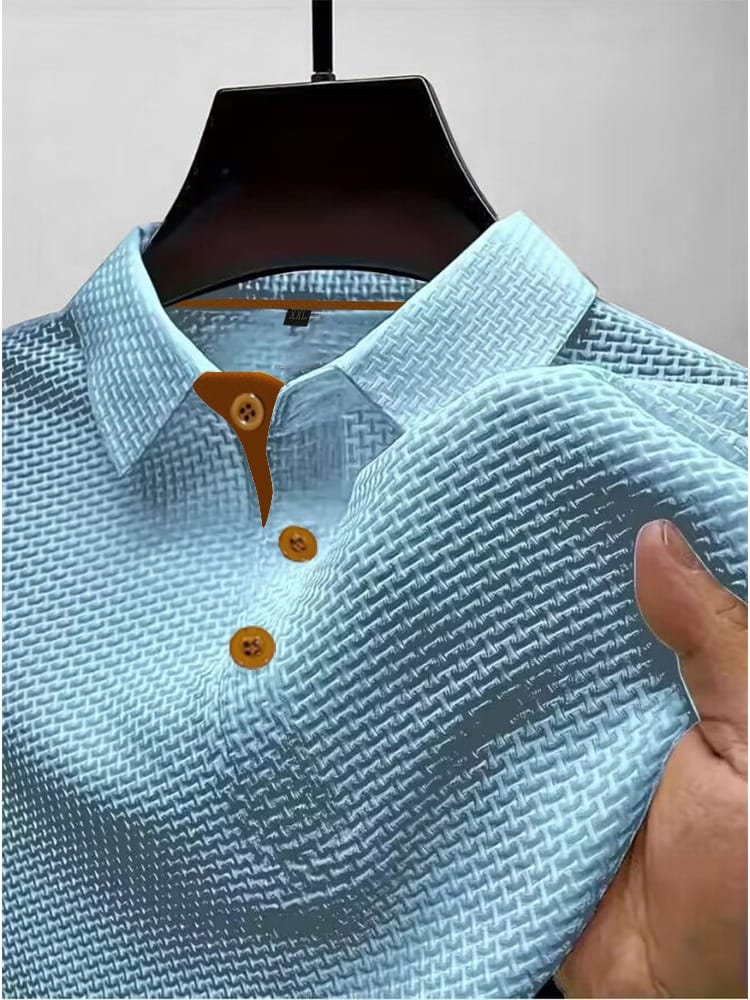 Moderne fit herenpolo in stijlvol gebreid design. Perfecte smart casual herenkleding met korte mouw voor de zomer.