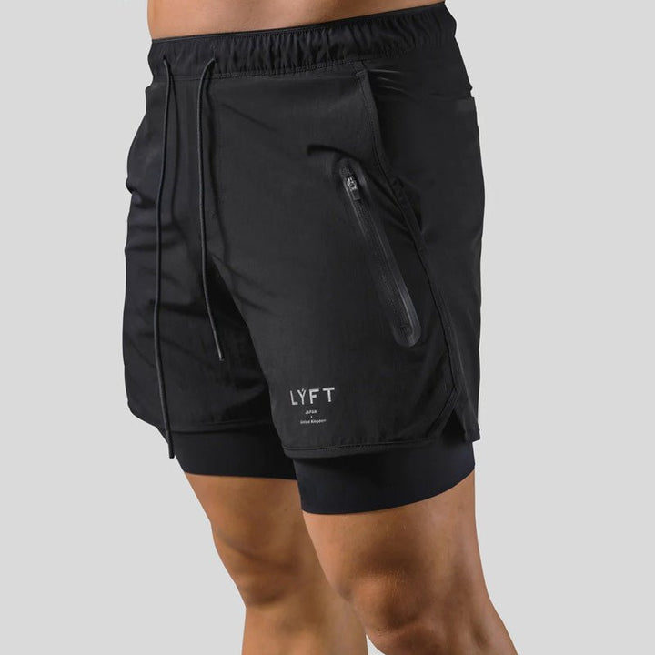 Heren 2-in-1 sportshorts; nauwsluitende compressiebroek & luchtige buitenshorts, ideaal voor comfort & bewegingsvrijheid