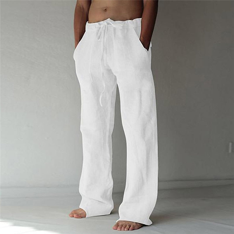 Heren Baggy Broek in Blauw, loszittend, gemaakt van lichte en ademende stof, ideaal voor zomer en vrije tijd.