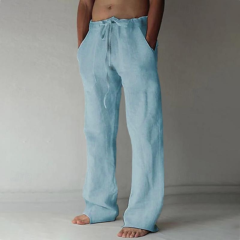 Heren Baggy Broek in Blauw, loszittend, gemaakt van lichte en ademende stof, ideaal voor zomer en vrije tijd.