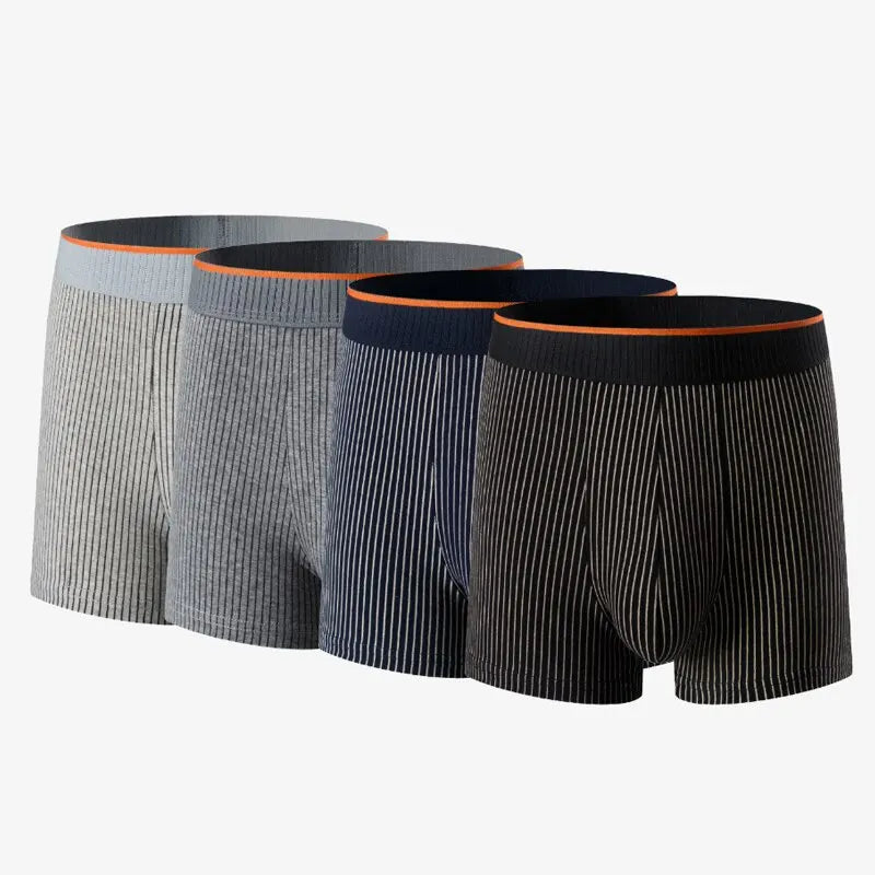 Heren katoenen boxershorts, ademend, antibacterieel, gestreept patroon, comfortabel, elastisch, perfecte pasvorm
