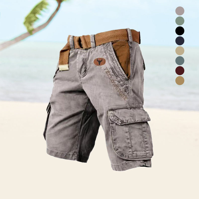 Heren cargo shorts van keperstof met zes zakken, ideaal voor buiten en dagelijks gebruik, robuust en comfortabel.