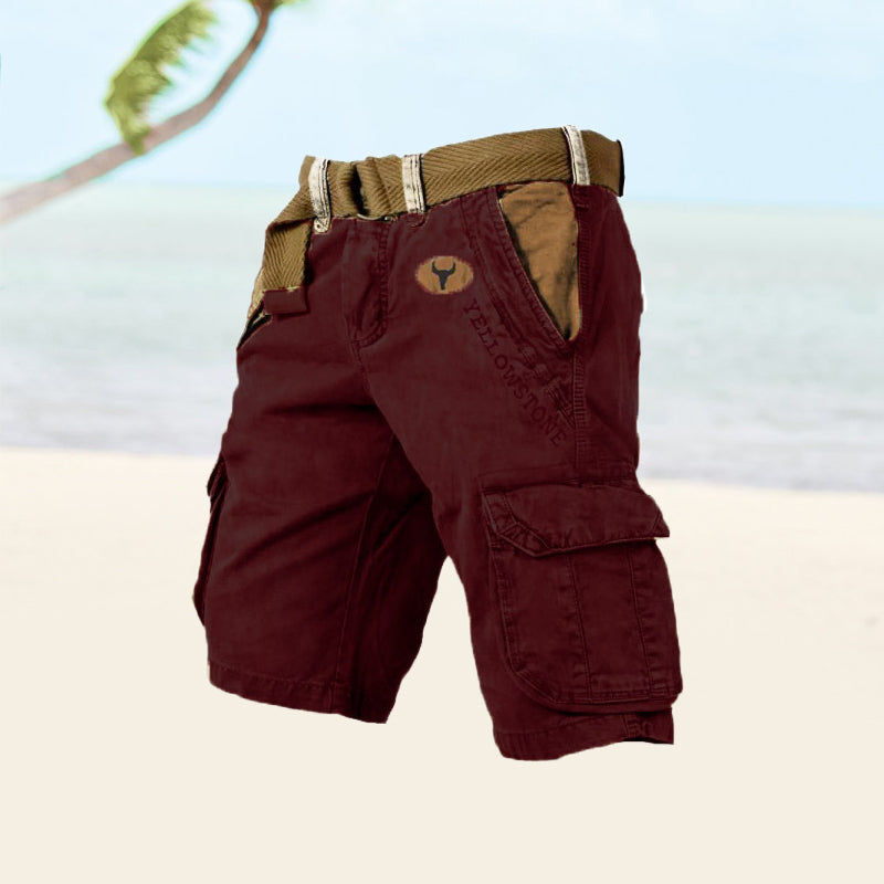 Heren cargo shorts van keperstof met zes zakken, ideaal voor buiten en dagelijks gebruik, robuust en comfortabel.