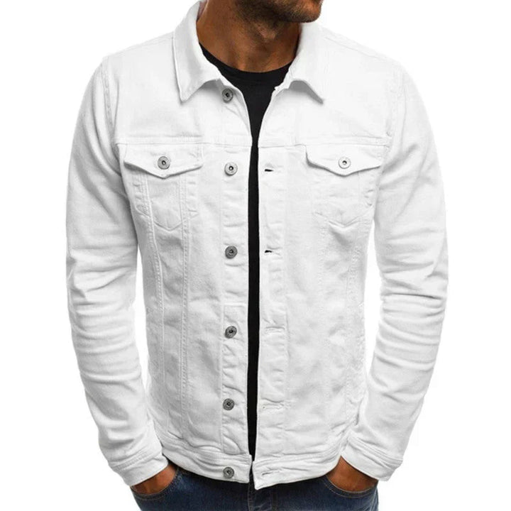 Heren denim jack, robuust en veelzijdig, met zakken en een stijlvol silhouet, perfect voor elke gelegenheid.