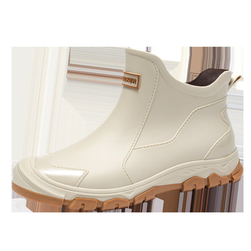 Waterdichte heren rubberlaarzen, antislip, gemakkelijk aan te trekken, zwart, duurzaam design