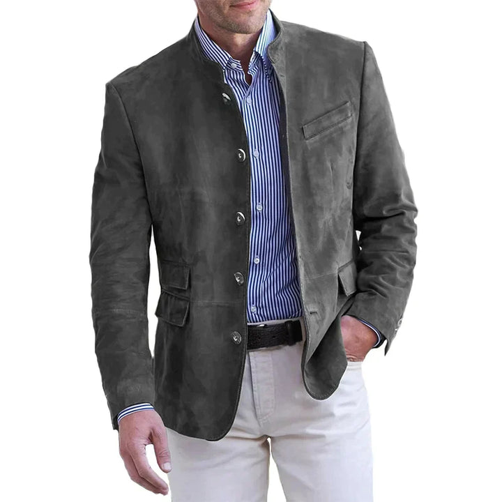 "Herren Herbstjacke, klassisch, Button-Down, vielseitig kombinierbar, zeitloses Design, in Khaki, Blau, Grau, ideal für Freiz
