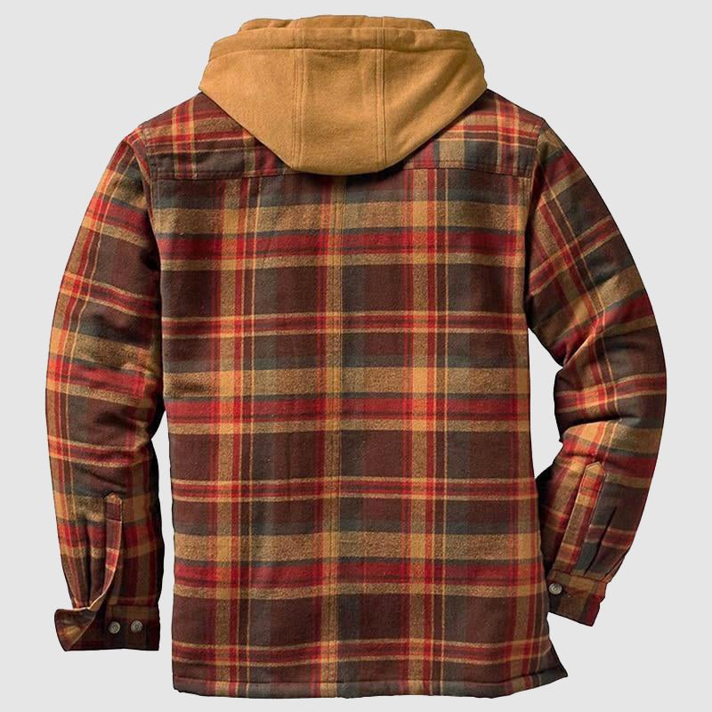 Heren houthakkersjack met ruitpatroon in blauw-beige, ideaal voor de winter.