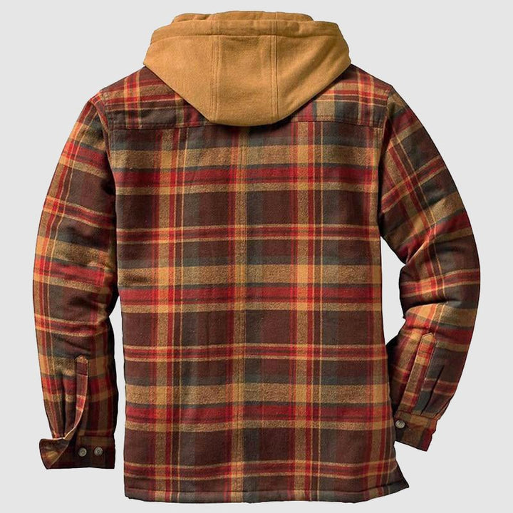Heren houthakkersjack met ruitpatroon in blauw-beige, ideaal voor de winter.