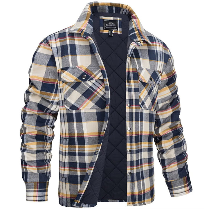 Heren lumberjack jas met ruitenpatroon, flanellen, warm, voor robuuste buitenavonturen en stijlvolle alledaagse looks.