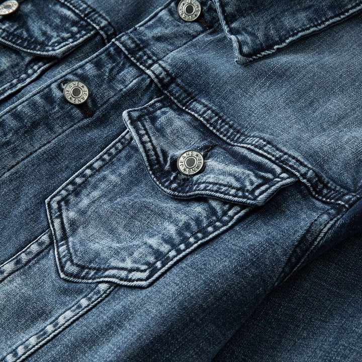 Heren jeansjack, klassiek design met knopen, tijdloze stijl, ideaal voor koelere dagen, veelzijdig te combineren met elke outfit.