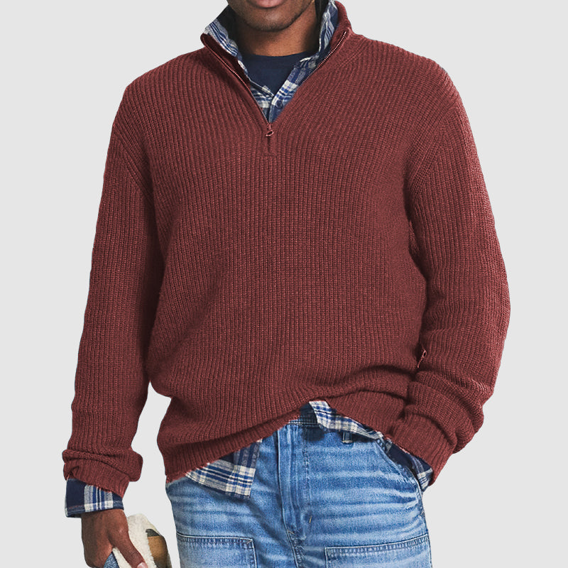 Heren kasjmier pullover met rits, business-casual stijl, elegant, zacht, veelzijdig, ideaal voor kantoor en vrije tijd.
