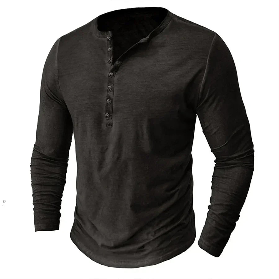 Diverse kleuren Henley shirts met lange mouwen voor heren.