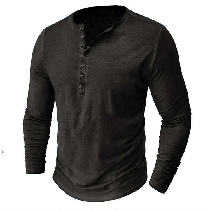 Diverse kleuren Henley shirts met lange mouwen voor heren.