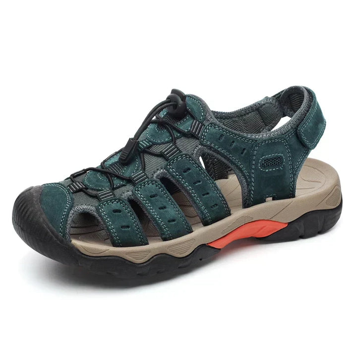 Heren Leren Outdoor Sandalen, bruin, robuust en comfortabel, ideaal voor trekking en strand, met antislip rubberen zool.
