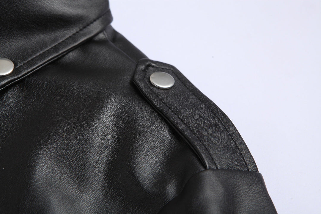Heren leren jas slim fit, winddicht, met opstaande kraag en slank silhouet, ideaal voor motorrijders.